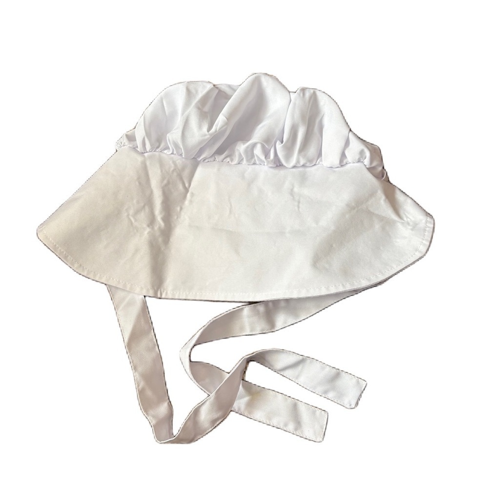 White Bonnet Women Amish Pilgrim Thanksgiving Costume Neck Tie